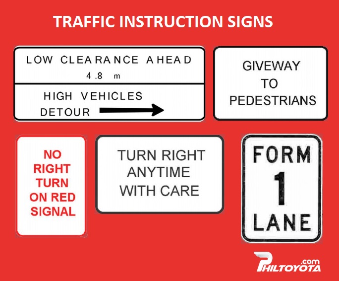 road signs and symbols for traffic instruction
