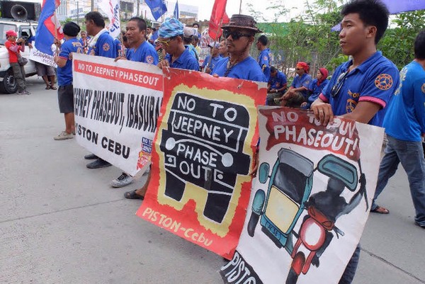 Protest against Jeepney modernization program by jeepney drivers