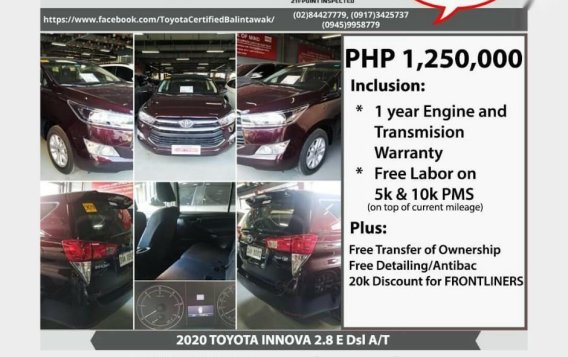 Toyota Innova 2020 for sale in Quezon City