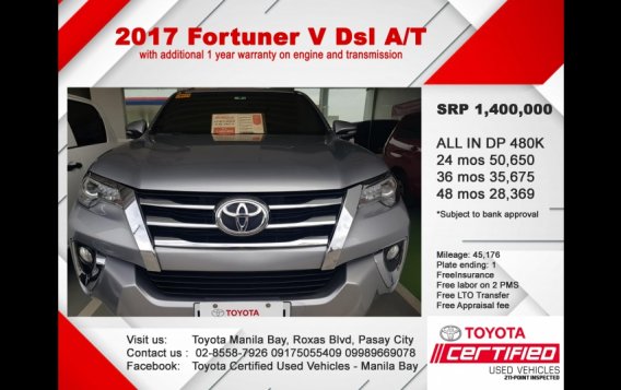 Grey Toyota Fortuner 2017 SUV for sale in Manila-7