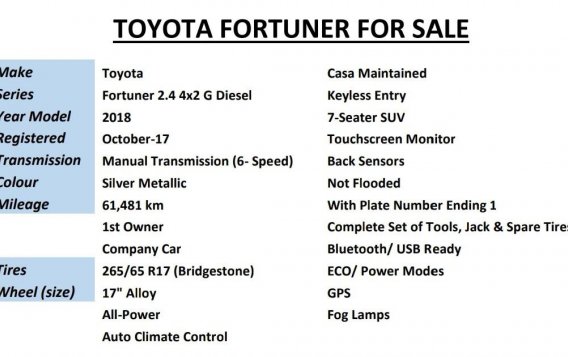 Selling Silver Toyota Fortuner 2018 in Manila-9