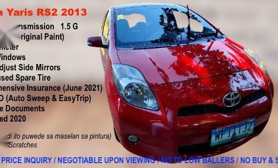 Sell Red 2013 Toyota Yaris in Subic