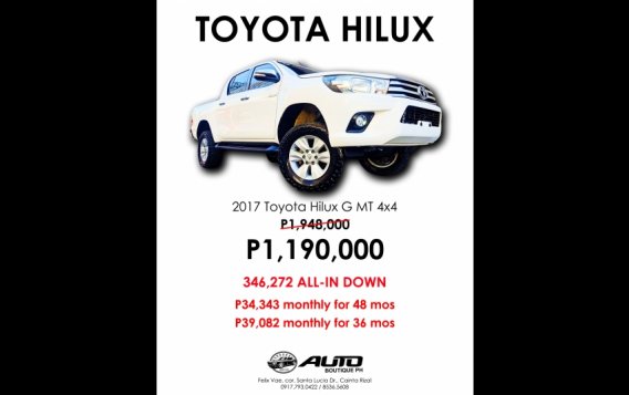 White Toyota Hilux 2017 for sale in Cainta