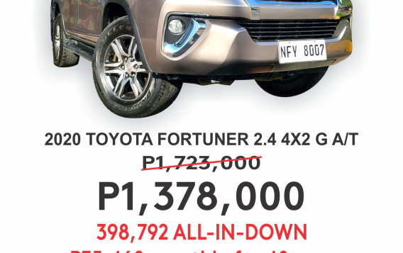 2020 Toyota Fortuner  2.4 G Diesel 4x2 AT in Cainta, Rizal