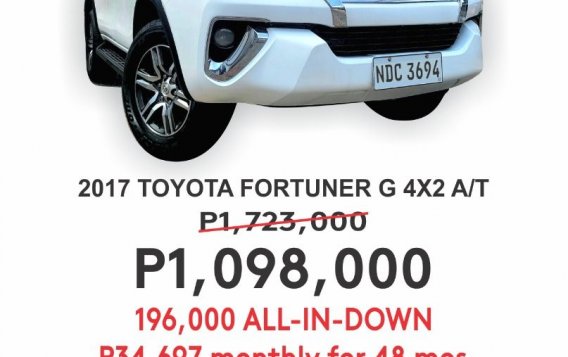 White Toyota Fortuner 2017 for sale in Cainta