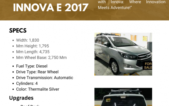 2017 Toyota Innova  2.8 E Diesel AT in Quezon City, Metro Manila